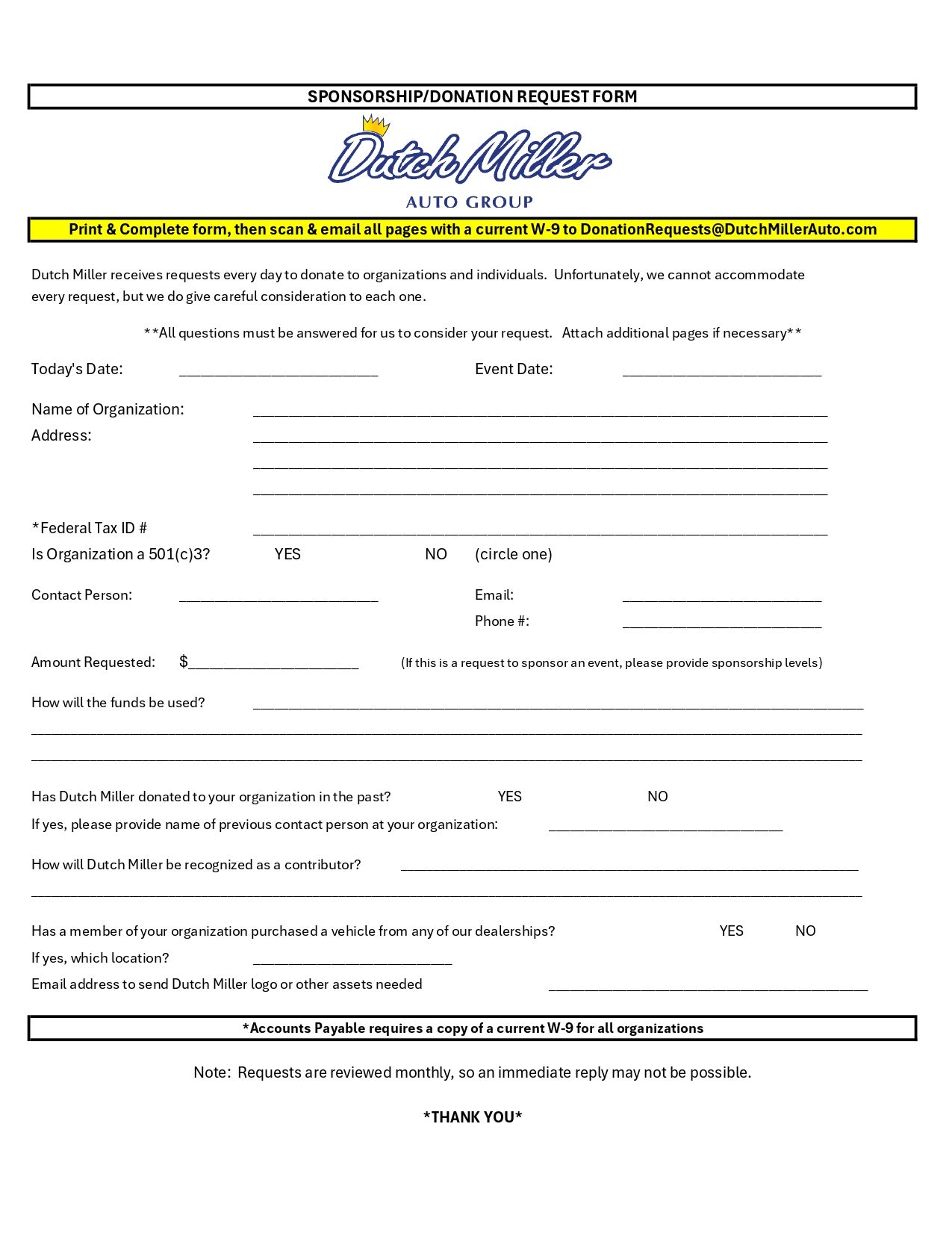 Donation/Sponsorship Request Form